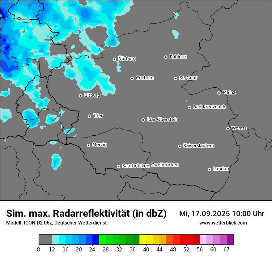 Modellkarten Simuliertes Radarbild