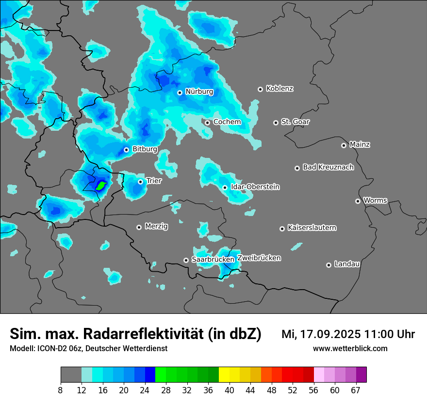 Modellkarten Simuliertes Radarbild