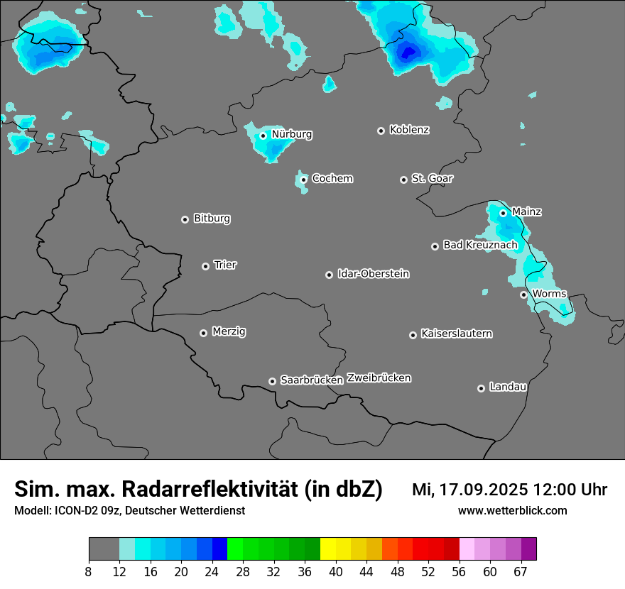 Modellkarten Simuliertes Radarbild