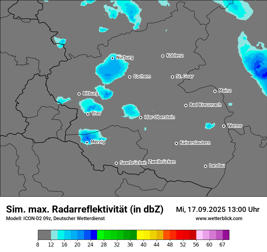 Modellkarten Simuliertes Radarbild