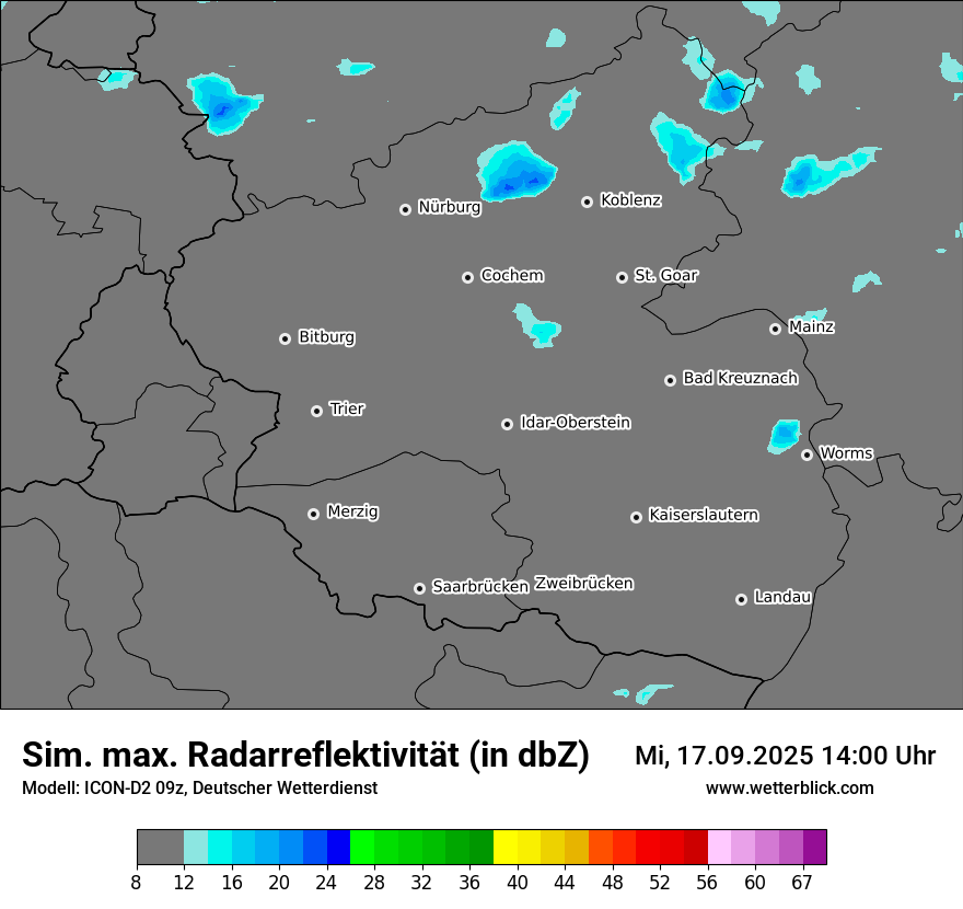 Modellkarten Simuliertes Radarbild