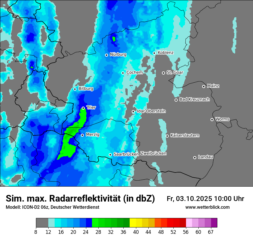 Modellkarten Simuliertes Radarbild