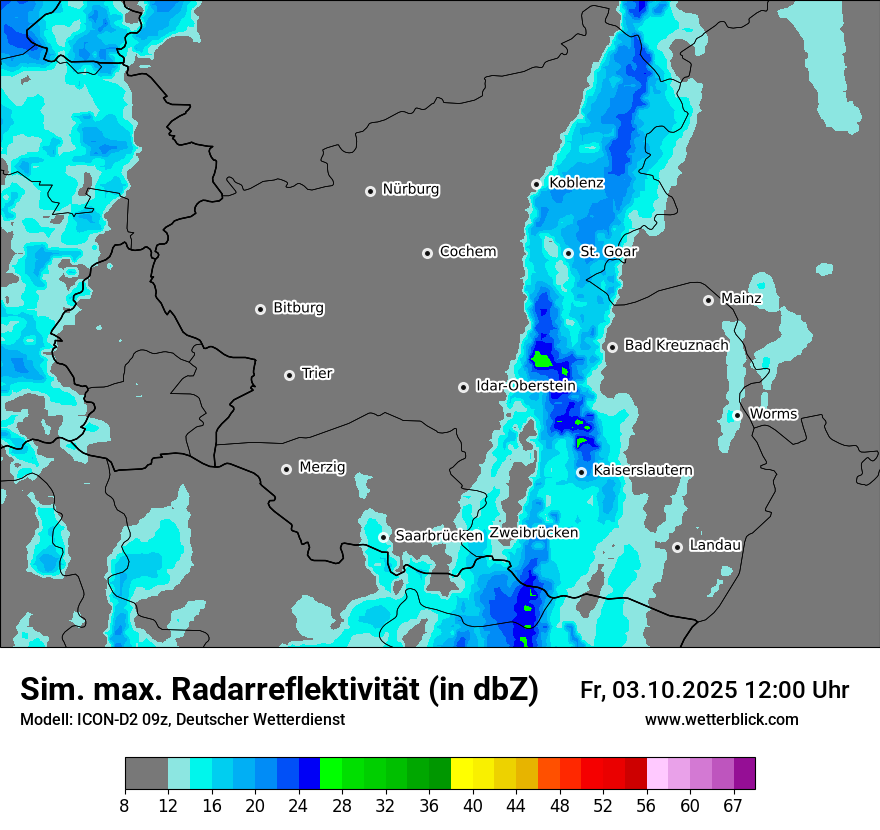 Modellkarten Simuliertes Radarbild