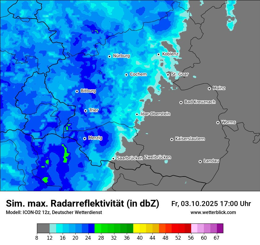 Modellkarten Simuliertes Radarbild
