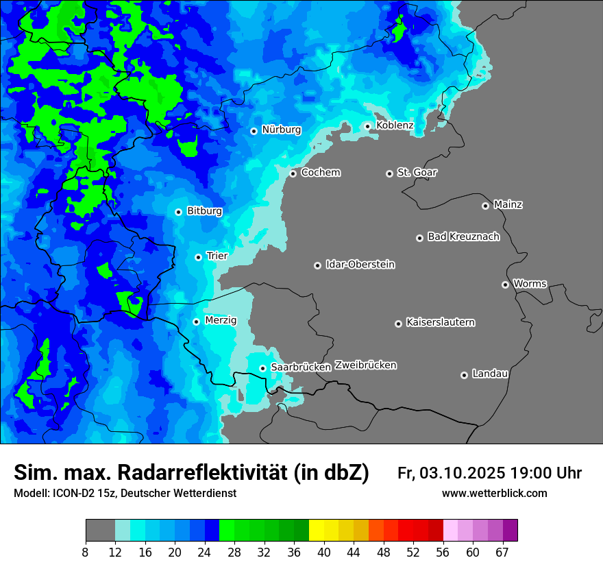 Modellkarten Simuliertes Radarbild