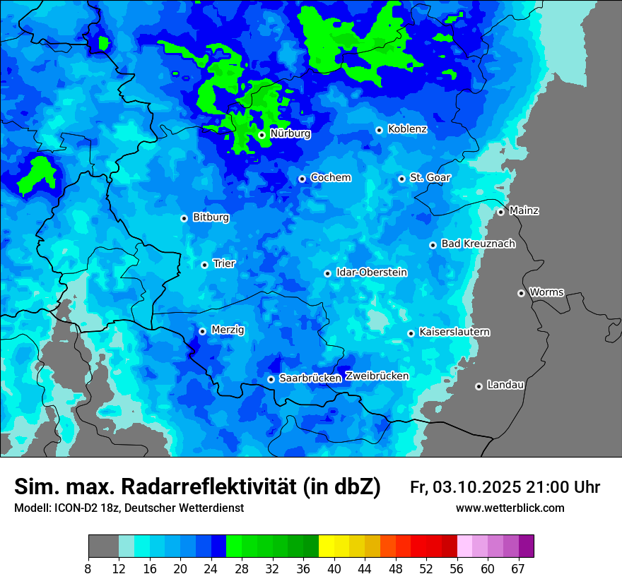 Modellkarten Simuliertes Radarbild