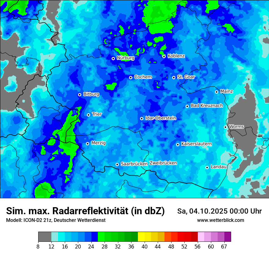 Modellkarten Simuliertes Radarbild