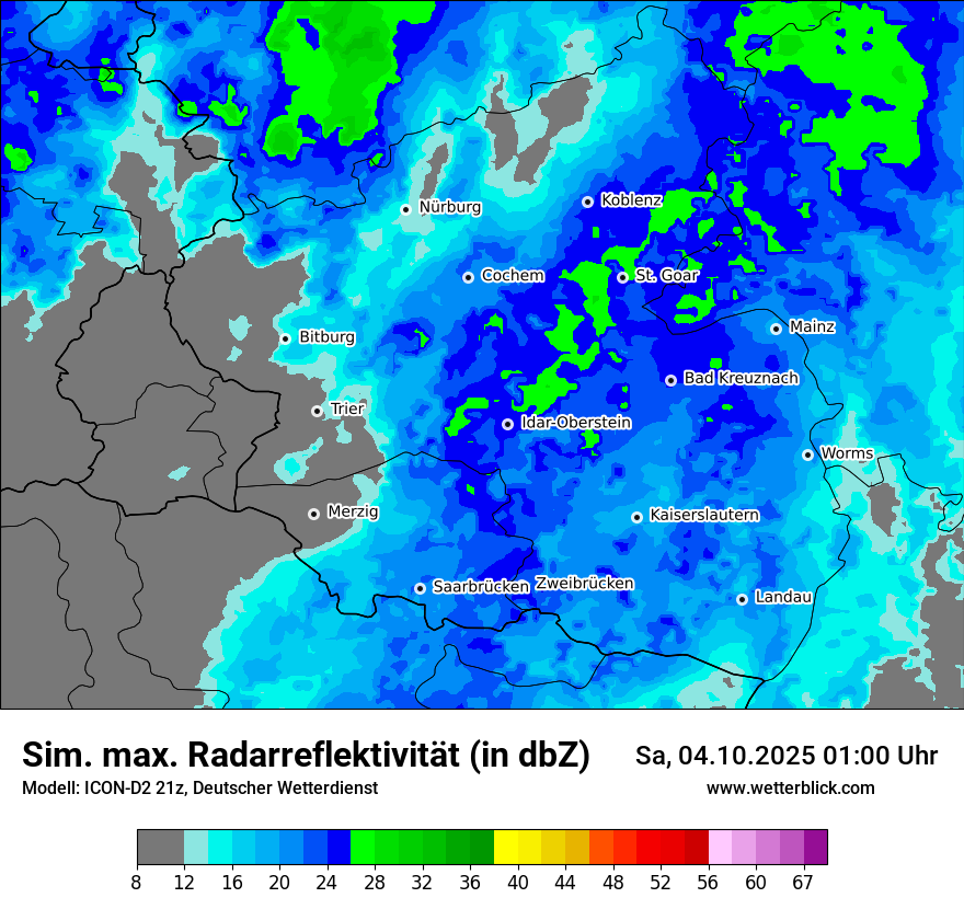 Modellkarten Simuliertes Radarbild