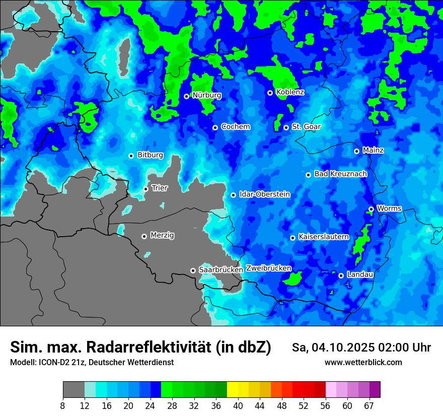 Modellkarten Simuliertes Radarbild