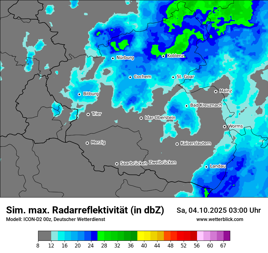 Modellkarten Simuliertes Radarbild