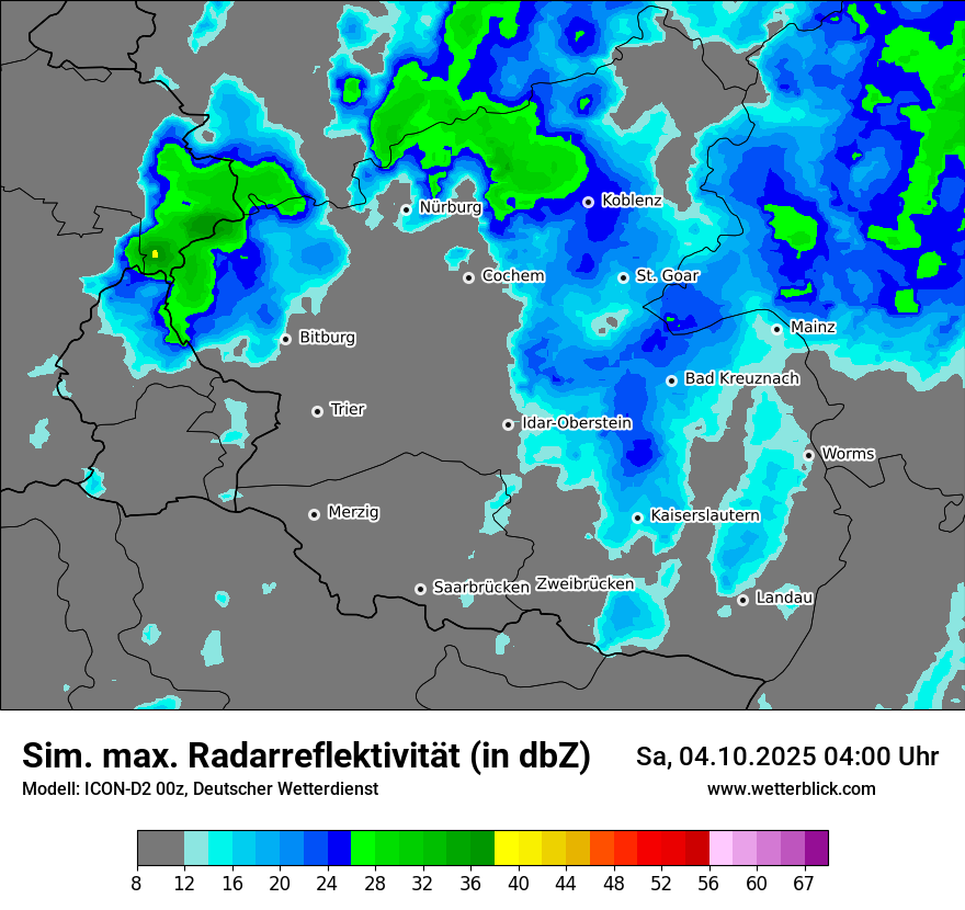 Modellkarten Simuliertes Radarbild
