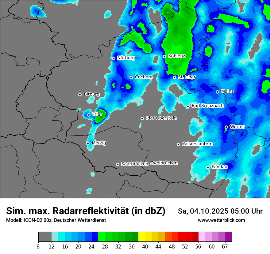 Modellkarten Simuliertes Radarbild