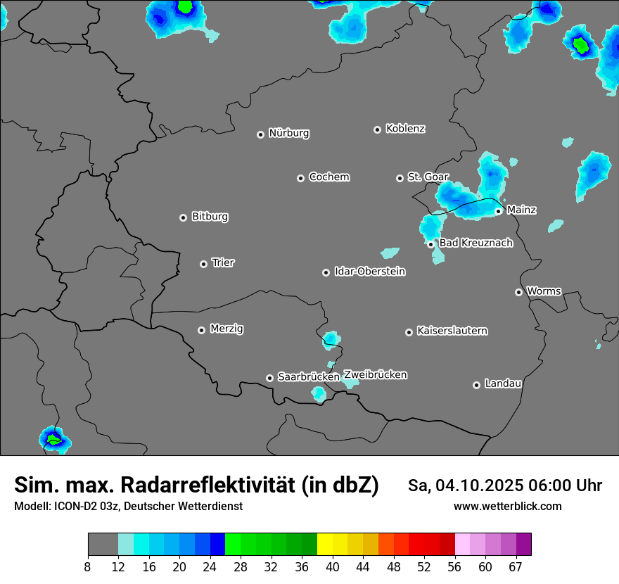Modellkarten Simuliertes Radarbild