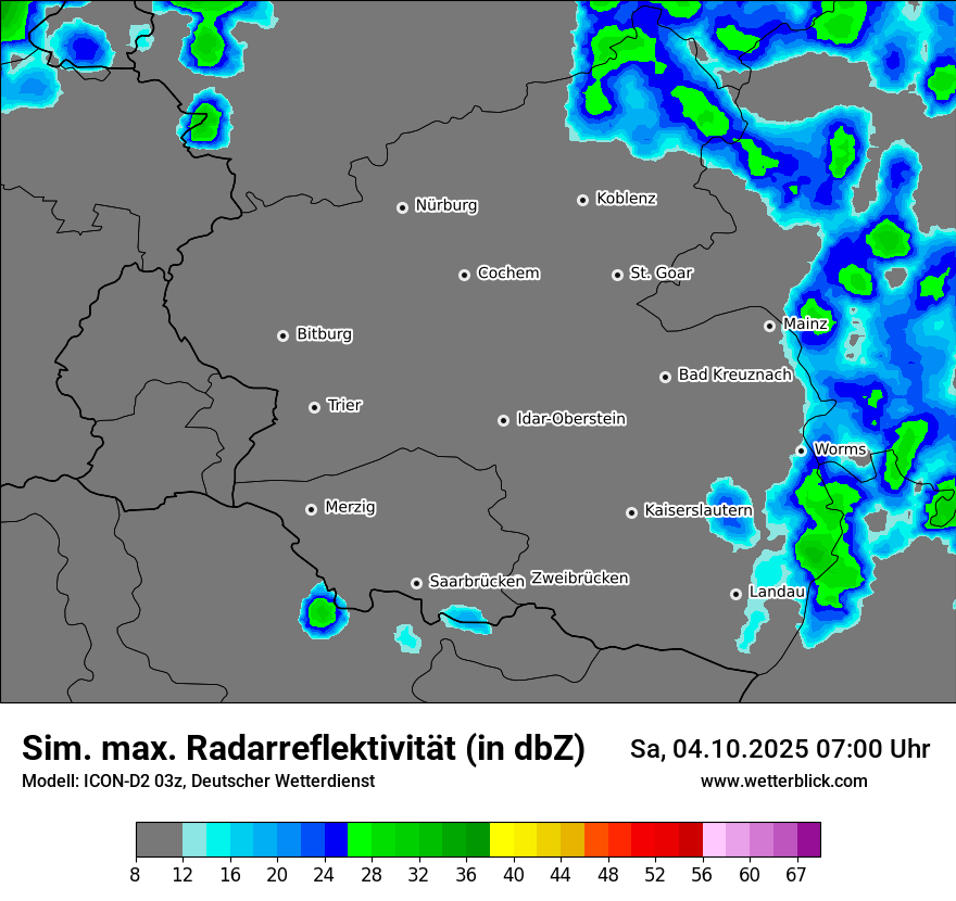Modellkarten Simuliertes Radarbild