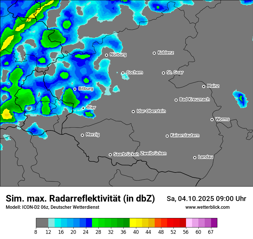 Modellkarten Simuliertes Radarbild