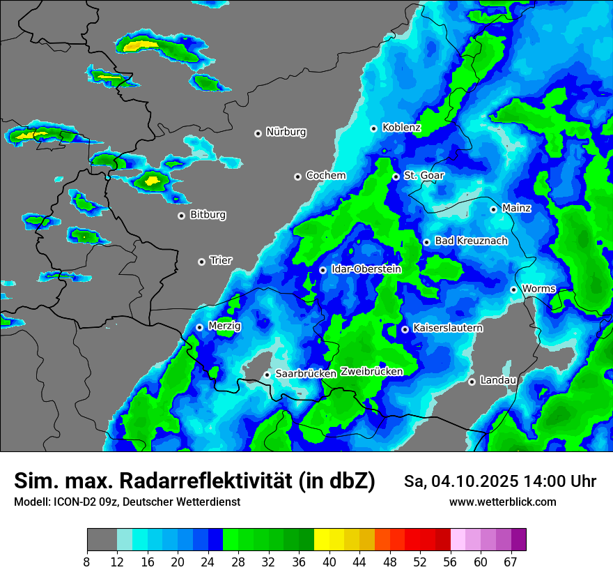 Modellkarten Simuliertes Radarbild