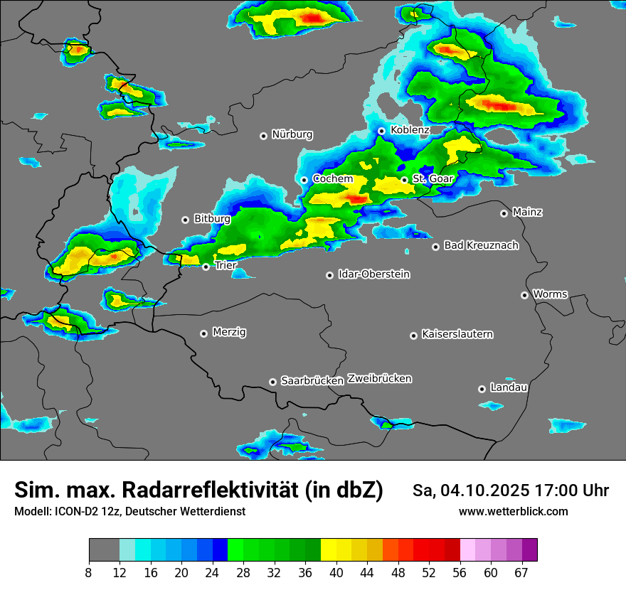 Modellkarten Simuliertes Radarbild