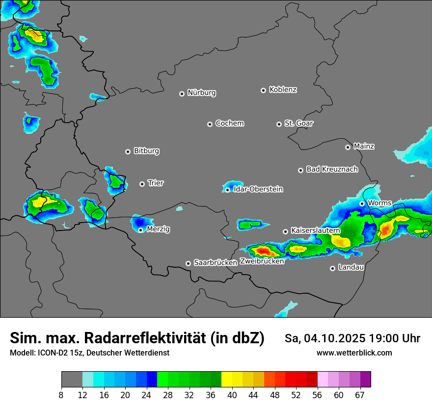 Modellkarten Simuliertes Radarbild