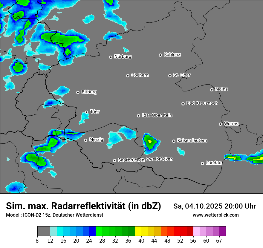 Modellkarten Simuliertes Radarbild