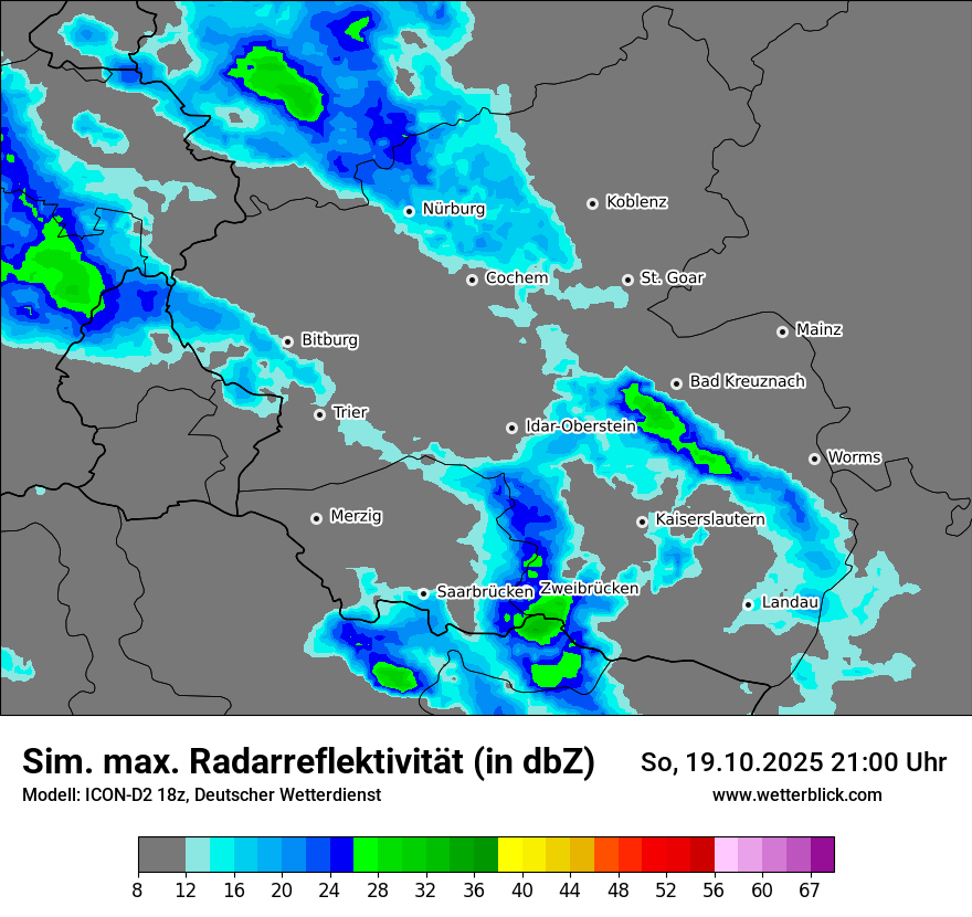 Modellkarten Simuliertes Radarbild