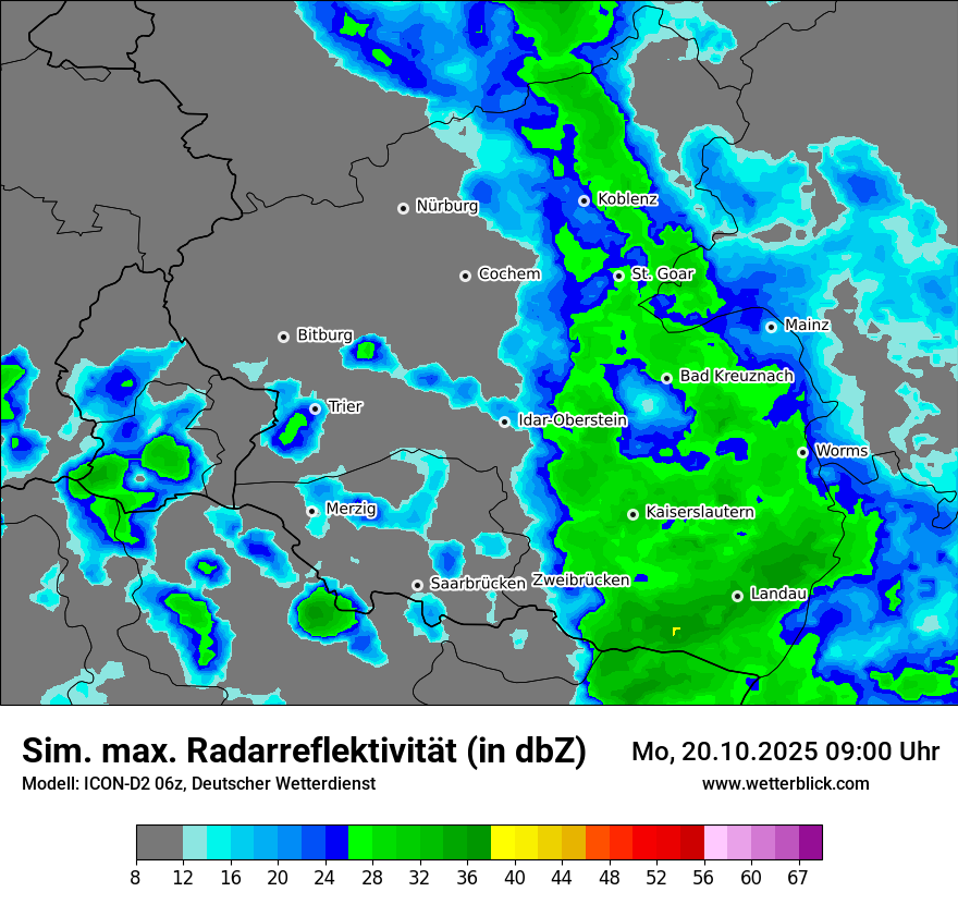 Modellkarten Simuliertes Radarbild