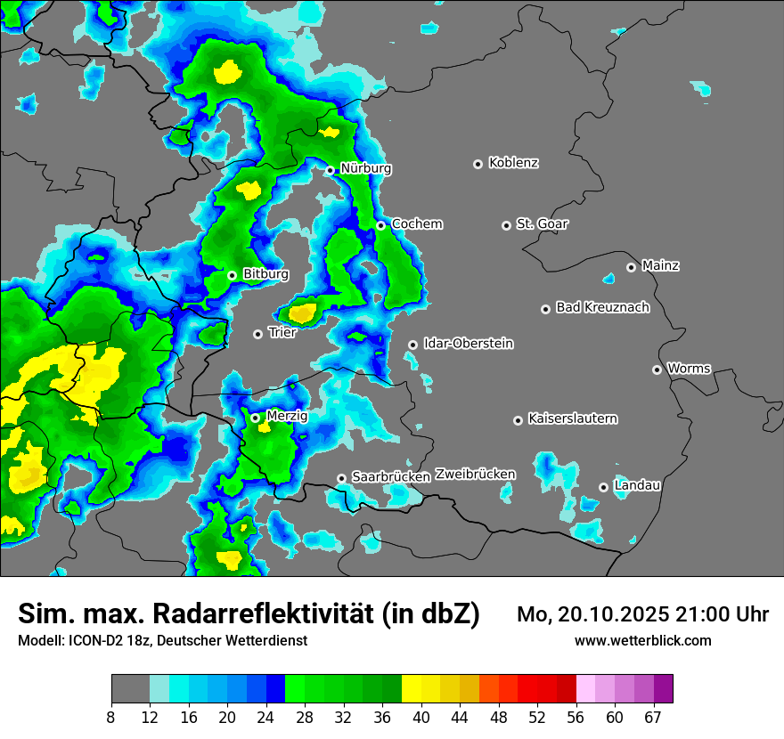 Modellkarten Simuliertes Radarbild