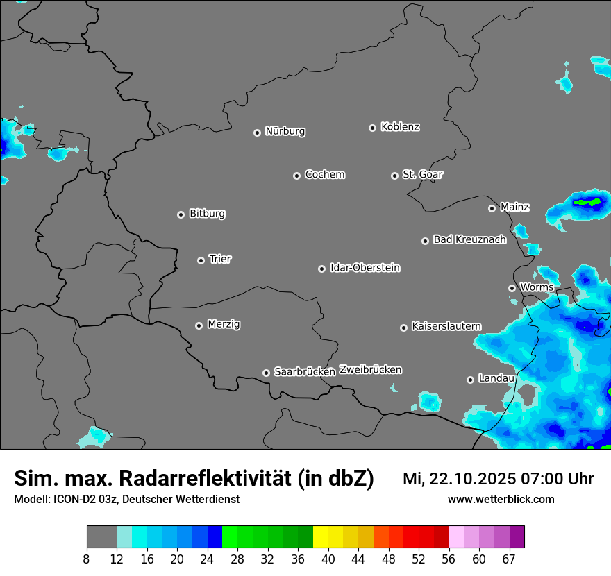 Modellkarten Simuliertes Radarbild