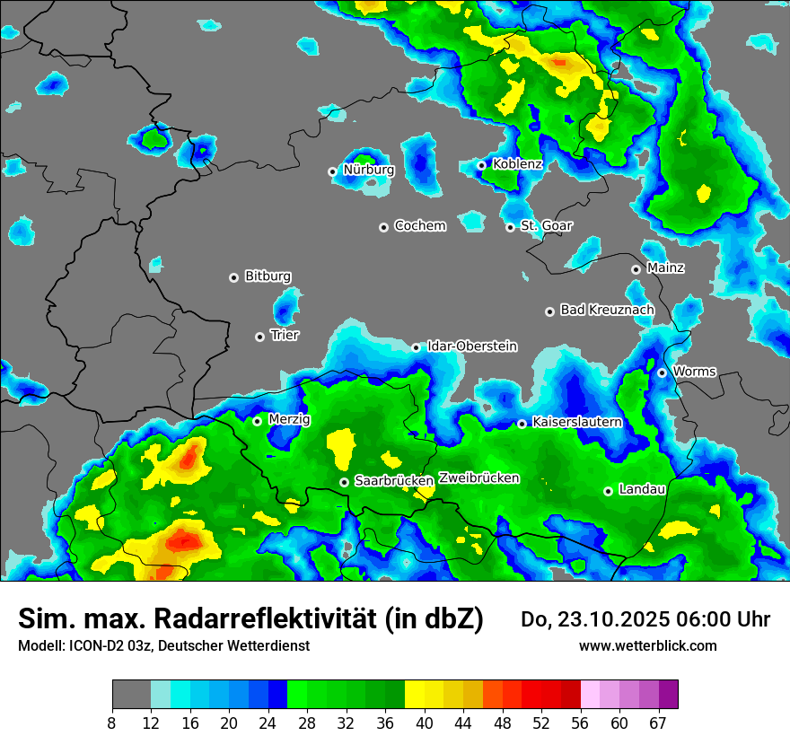 Modellkarten Simuliertes Radarbild
