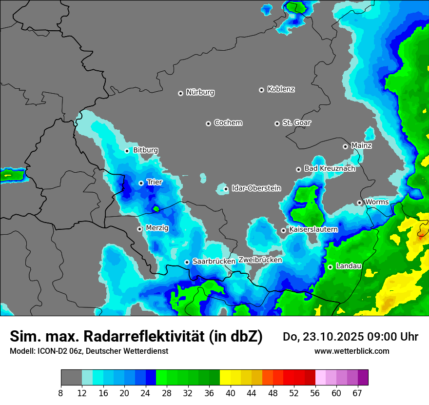 Modellkarten Simuliertes Radarbild