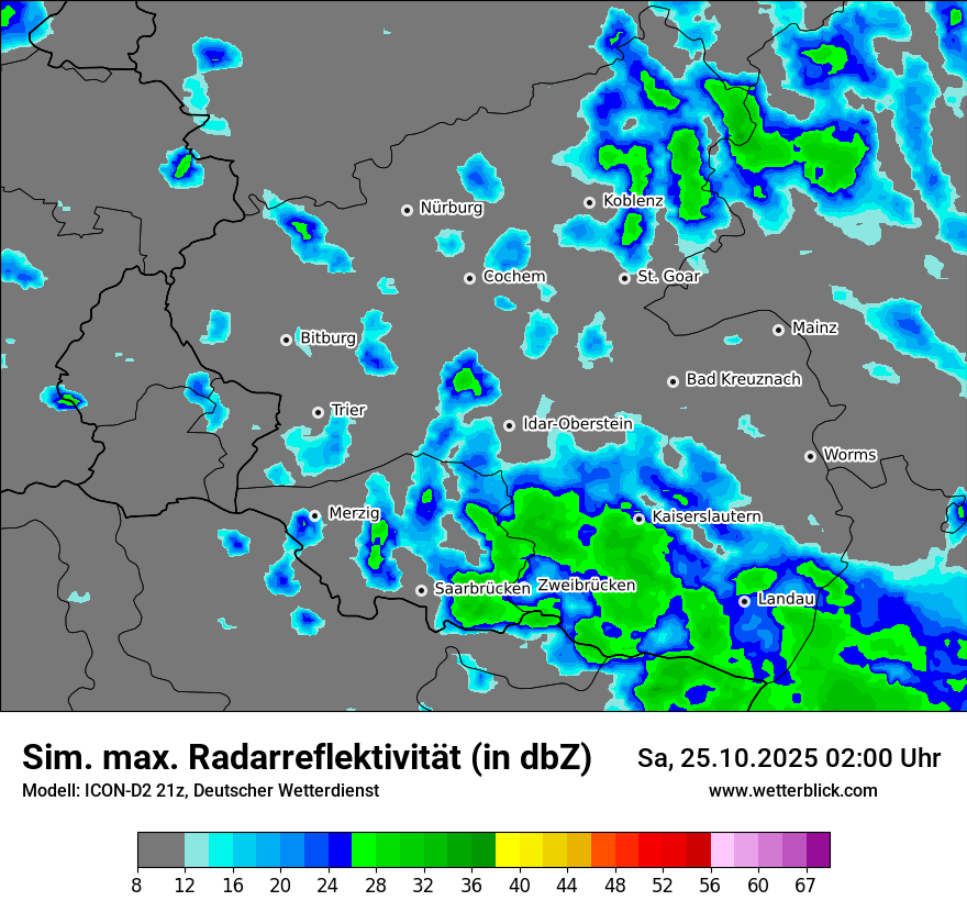 Modellkarten Simuliertes Radarbild