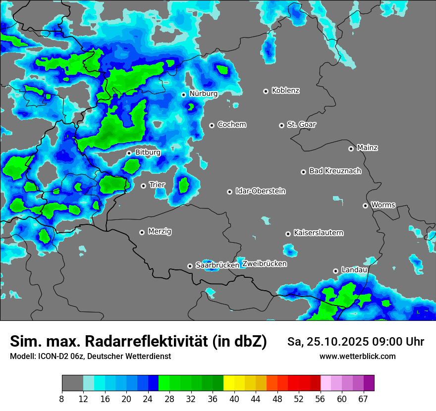 Modellkarten Simuliertes Radarbild