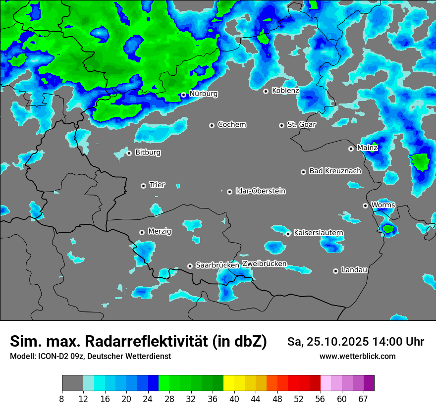 Modellkarten Simuliertes Radarbild