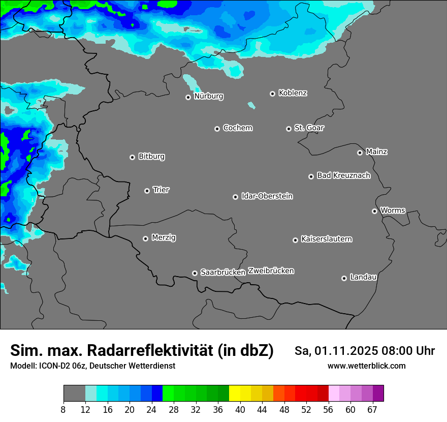 Modellkarten Simuliertes Radarbild