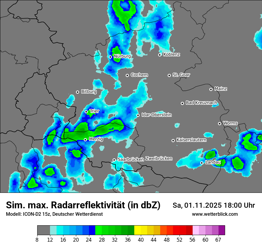 Modellkarten Simuliertes Radarbild