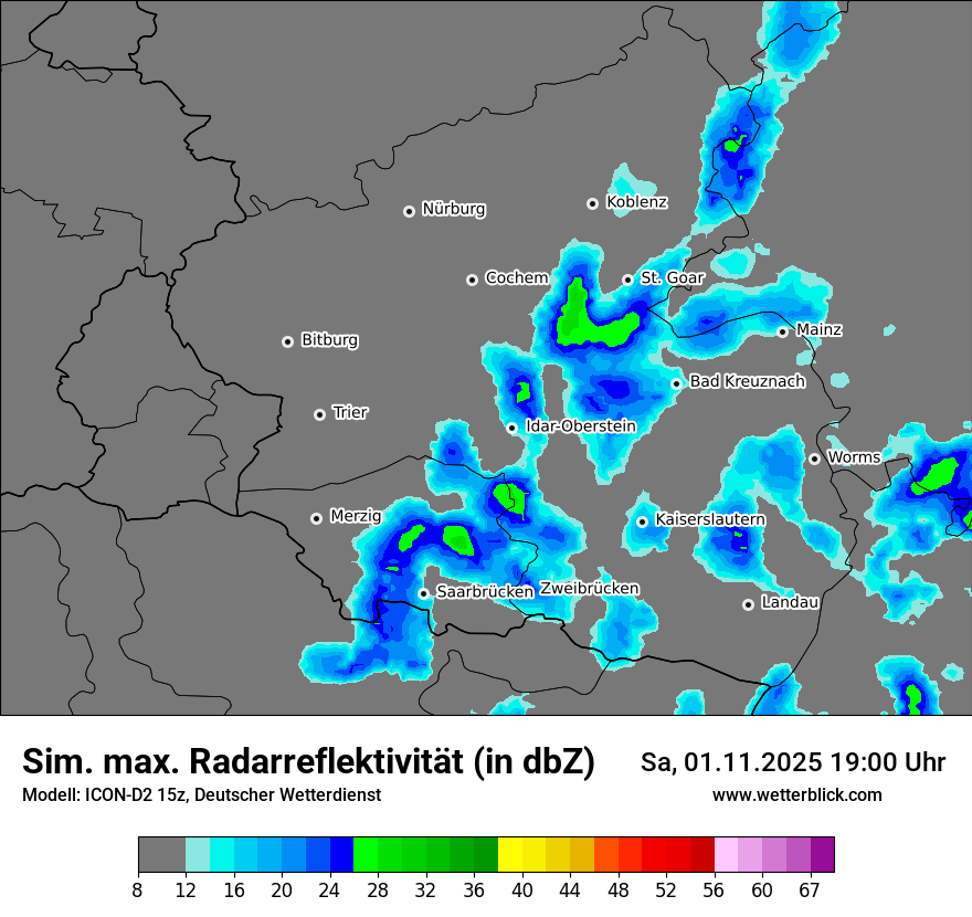 Modellkarten Simuliertes Radarbild