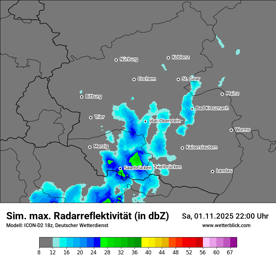 Modellkarten Simuliertes Radarbild