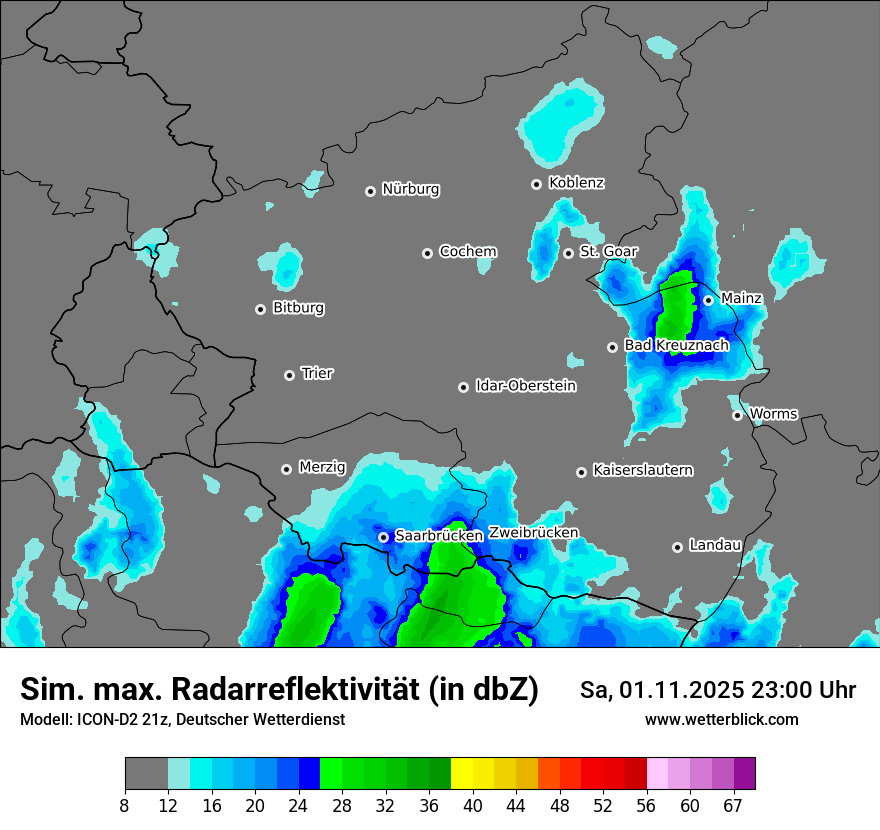 Modellkarten Simuliertes Radarbild