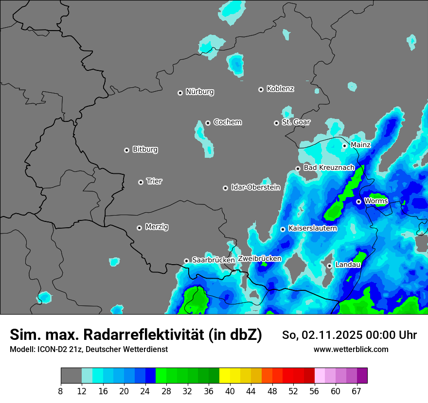 Modellkarten Simuliertes Radarbild