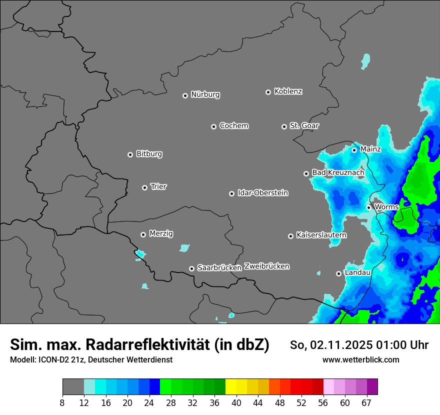 Modellkarten Simuliertes Radarbild