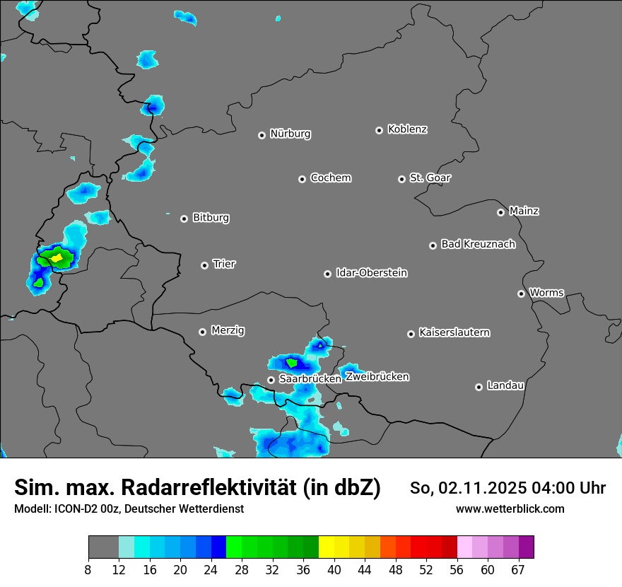 Modellkarten Simuliertes Radarbild