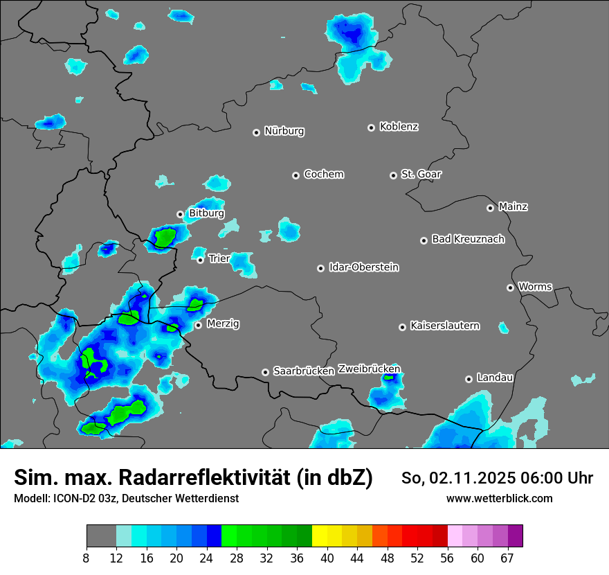 Modellkarten Simuliertes Radarbild