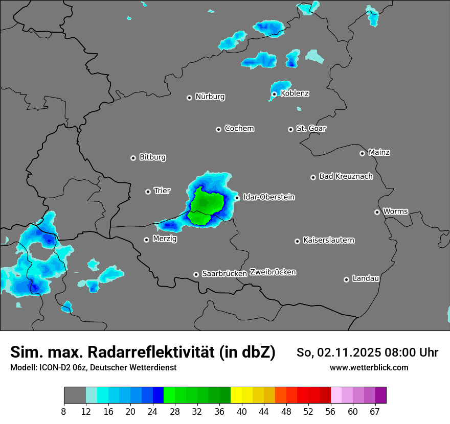 Modellkarten Simuliertes Radarbild