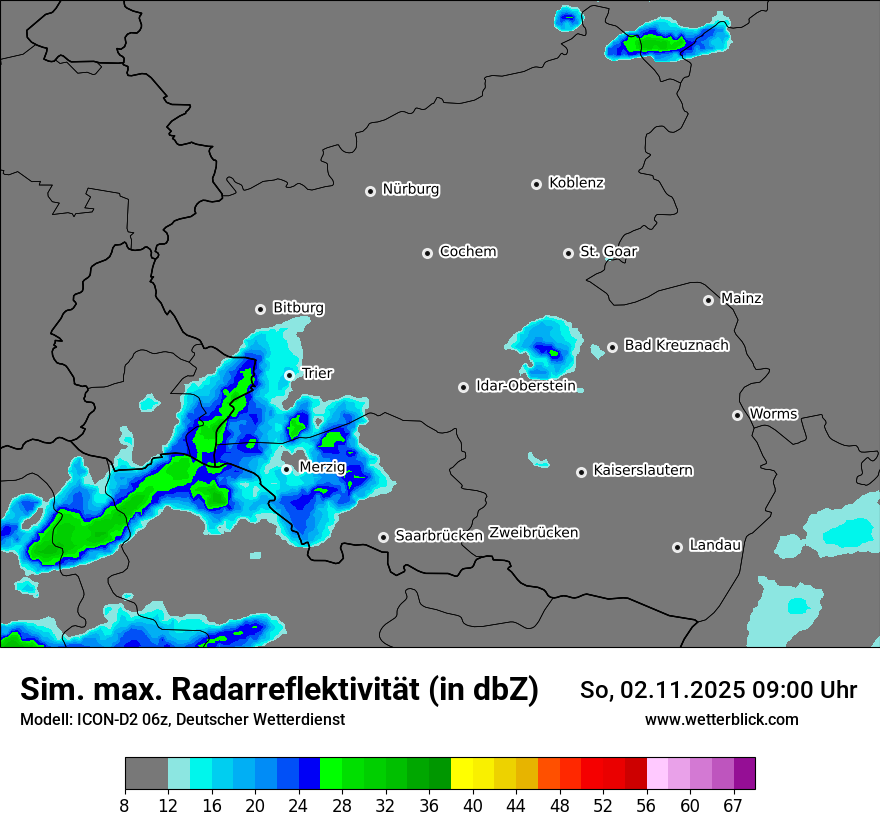 Modellkarten Simuliertes Radarbild