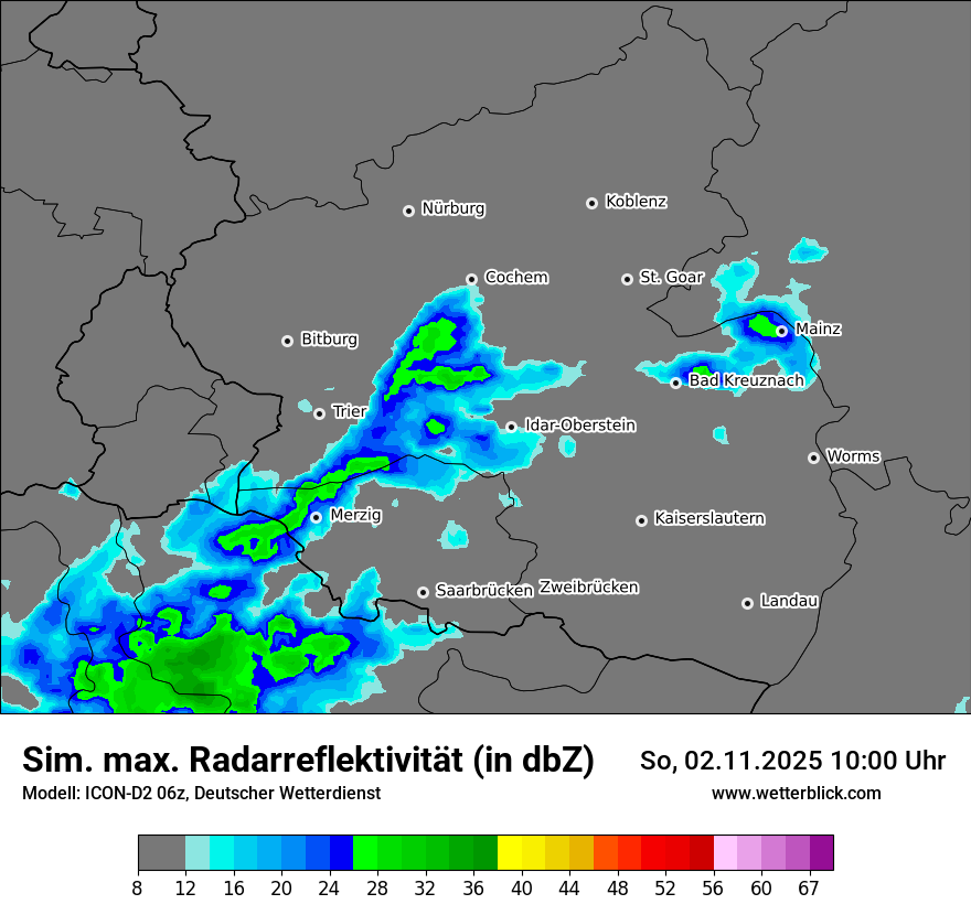 Modellkarten Simuliertes Radarbild