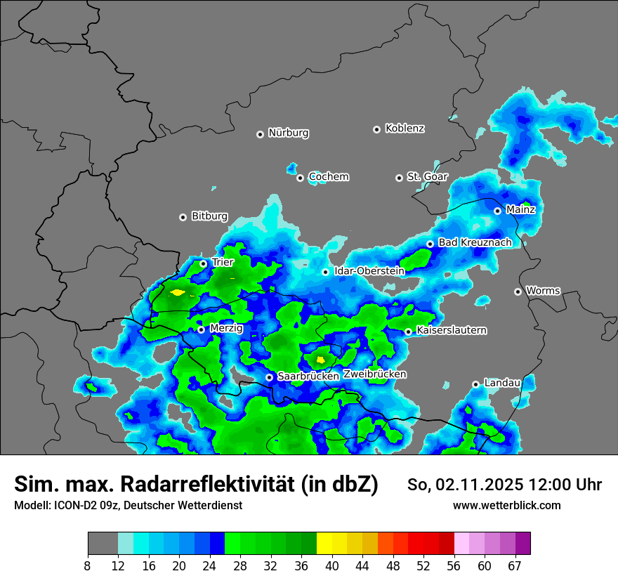 Modellkarten Simuliertes Radarbild