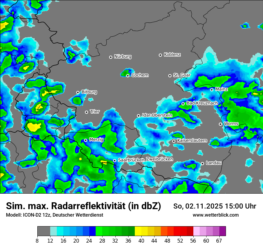 Modellkarten Simuliertes Radarbild