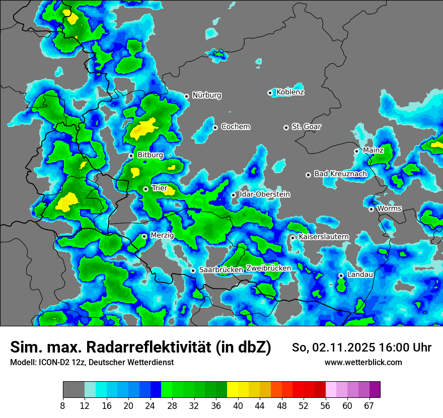 Modellkarten Simuliertes Radarbild