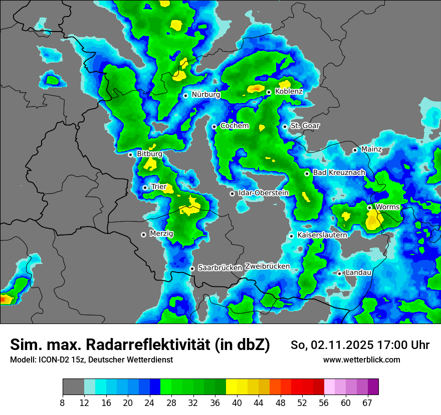 Modellkarten Simuliertes Radarbild
