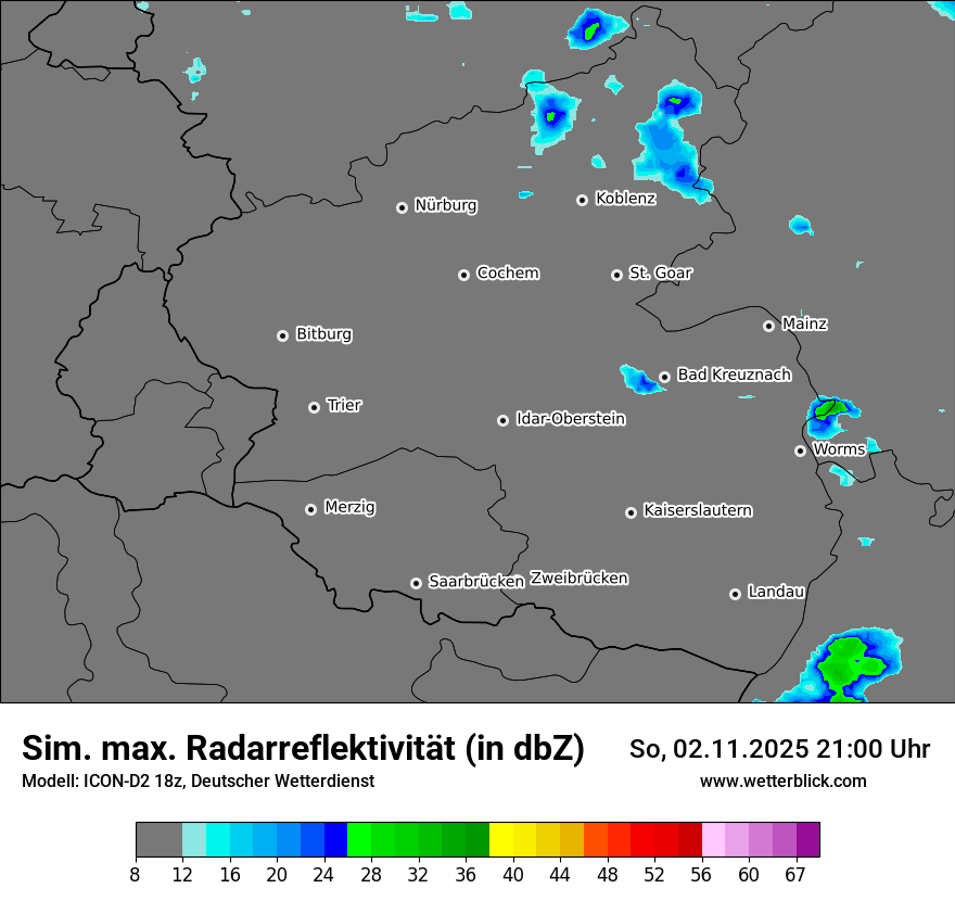 Modellkarten Simuliertes Radarbild
