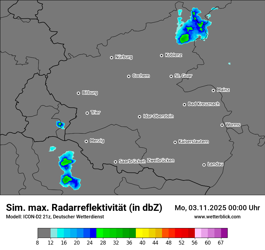 Modellkarten Simuliertes Radarbild